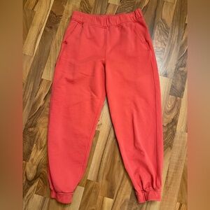 Lululemon Relaxed High-Rise Jogger Pale Raspberry Cotton Terry Pant Womens Sz 6